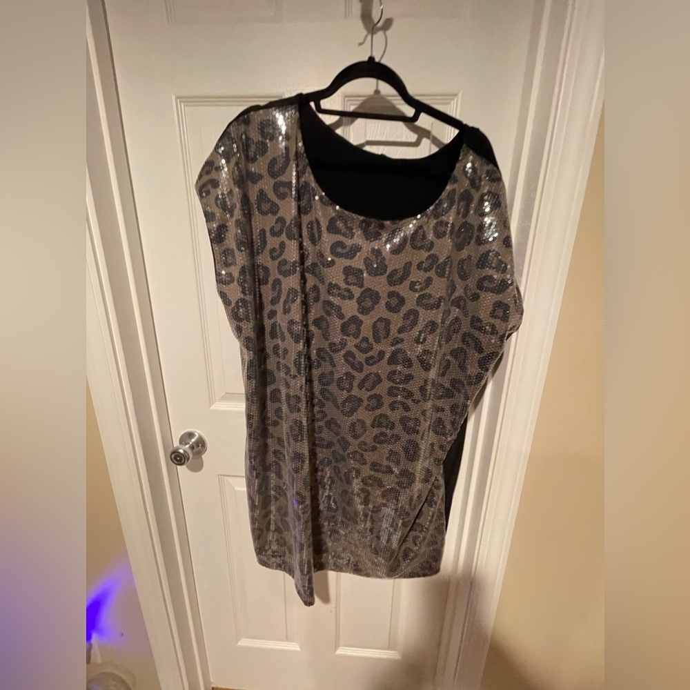 NWT 6th & Lane black/leopard sequin dress  Size 18/20
